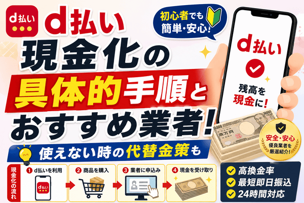 d払い現金化の具体的手順とおすすめ業者!使えない時の代替金策も